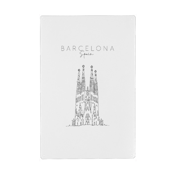 Holzbild "Barcelona Sagrada Familia" artboxONE - Reise,Schwarzweiß,Städte / Barcelona - Sagrada,Familia,Pen,Line,Barcelona,Catalonia,Spain,Sketch