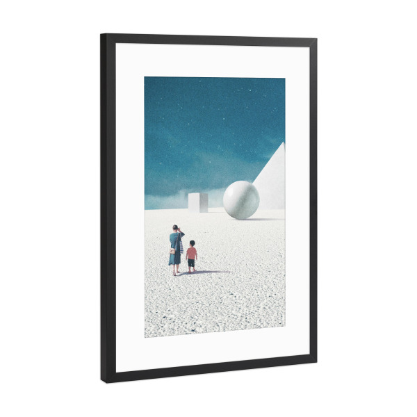 Poster mit Rahmen Schwarz (Metallic) "Mom taught me how to look around" artboxONE - Menschen,Fiktion,Galaxy