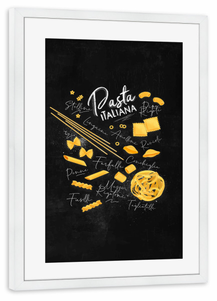 Poster mit Rahmen weiß "Pasta italiana chalk" artboxONE - Essen & Trinken
