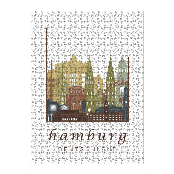 Puzzle Ravensburger "Hamburg skyline light brown" artboxONE - Städte / Hamburg,Kartografie - Hamburg,Skyline,Cityscape - Bild hamburg