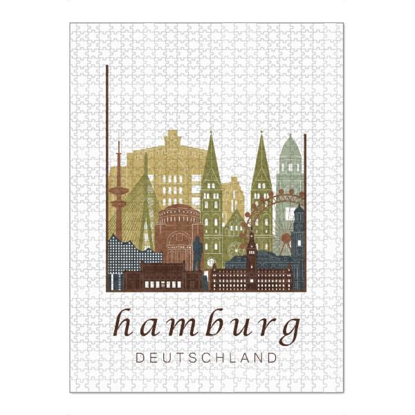 Puzzle Ravensburger "Hamburg skyline light brown" artboxONE - Städte / Hamburg,Kartografie - Hamburg,Skyline,Cityscape - Bild hamburg