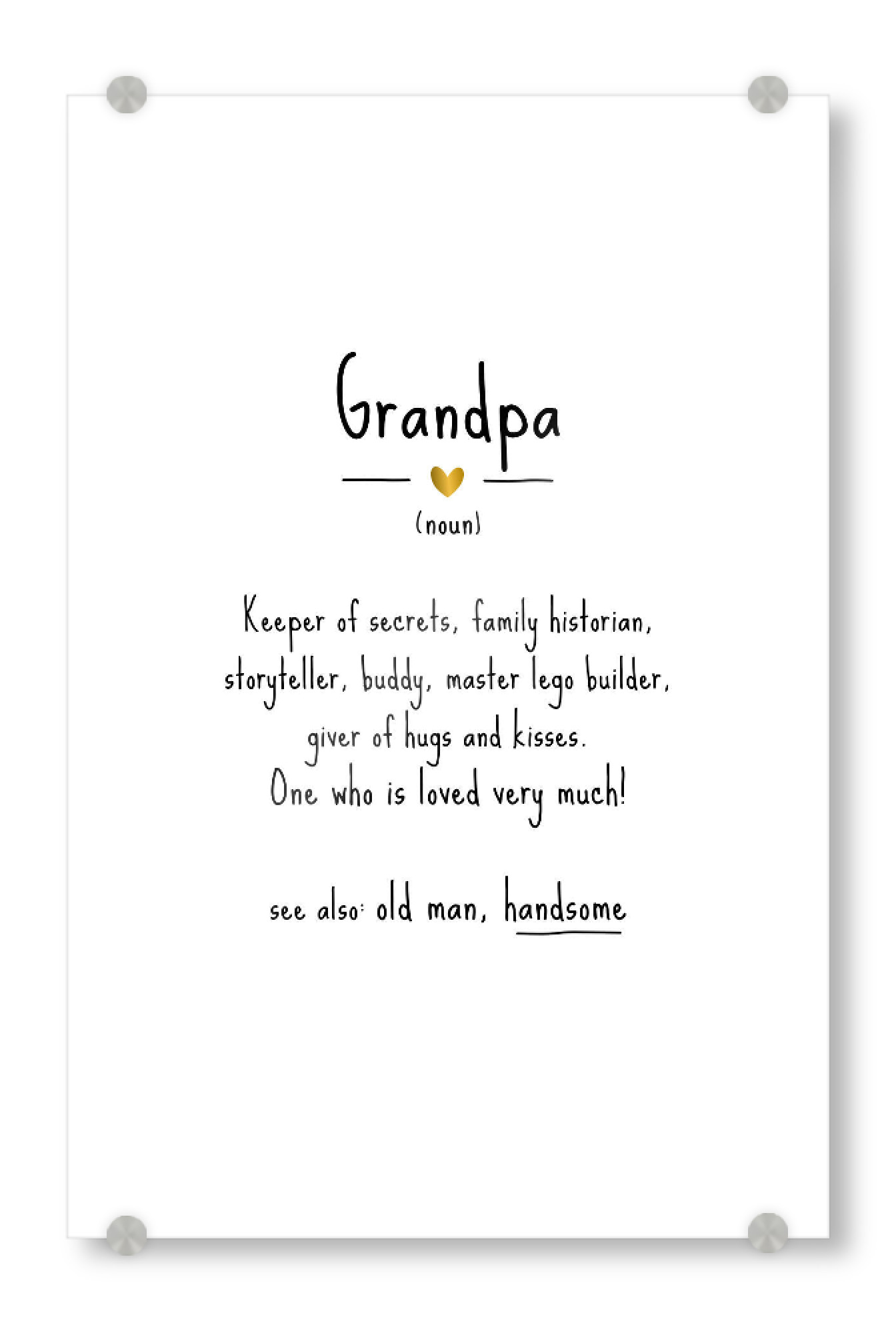Acrylglasbild "Grandpa | Definition" artboxONE - Typografie,Schwarzweiß,Für Papa