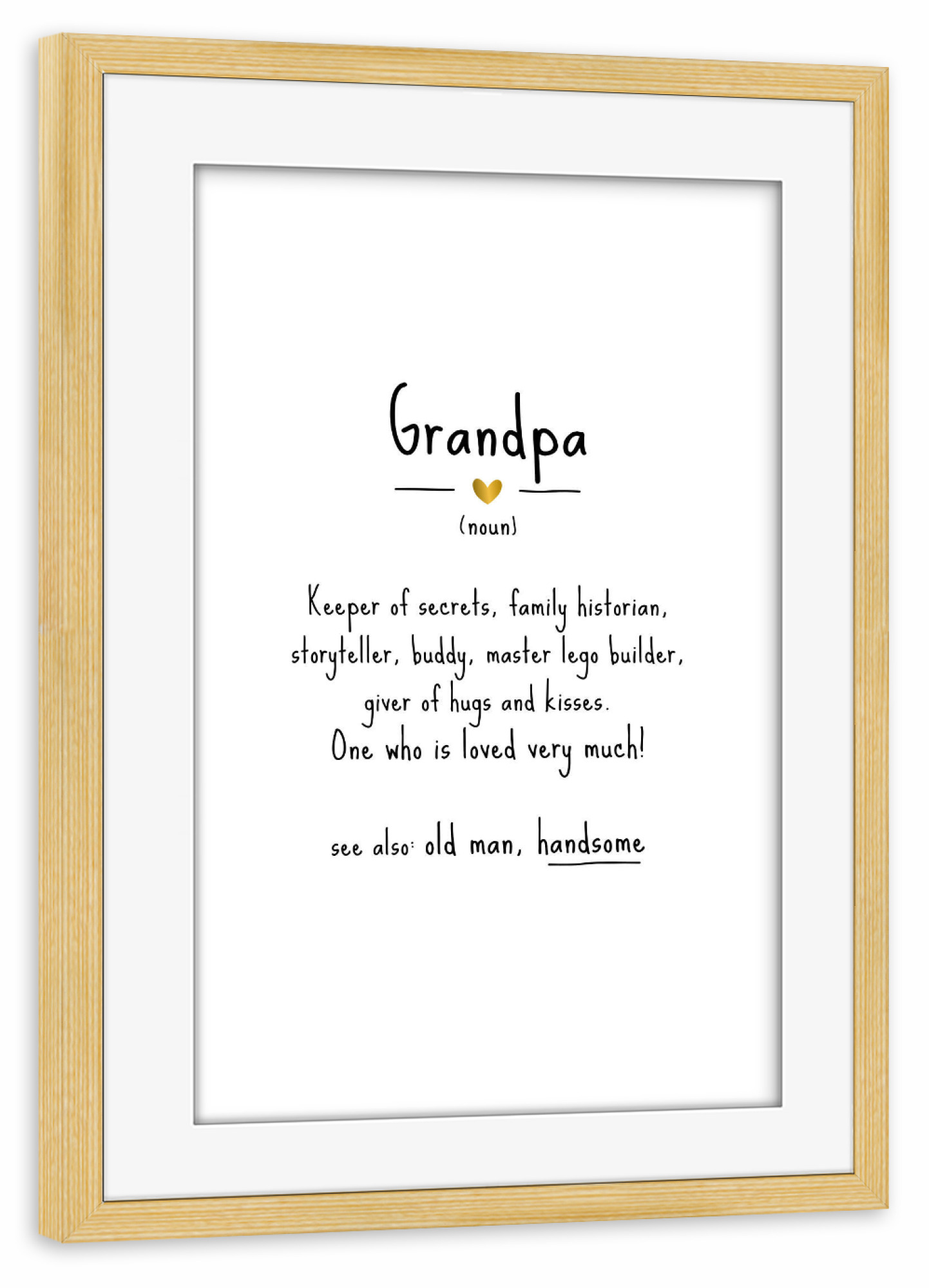 Poster mit Rahmen kiefer "Grandpa | Definition" artboxONE - Typografie,Schwarzweiß,Für Papa