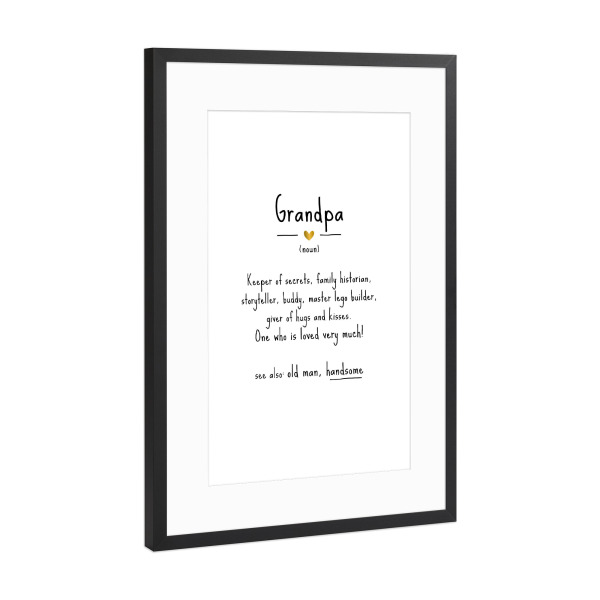 Poster mit Rahmen Schwarz (Metallic) "Grandpa | Definition" artboxONE - Typografie,Schwarzweiß,Für Papa