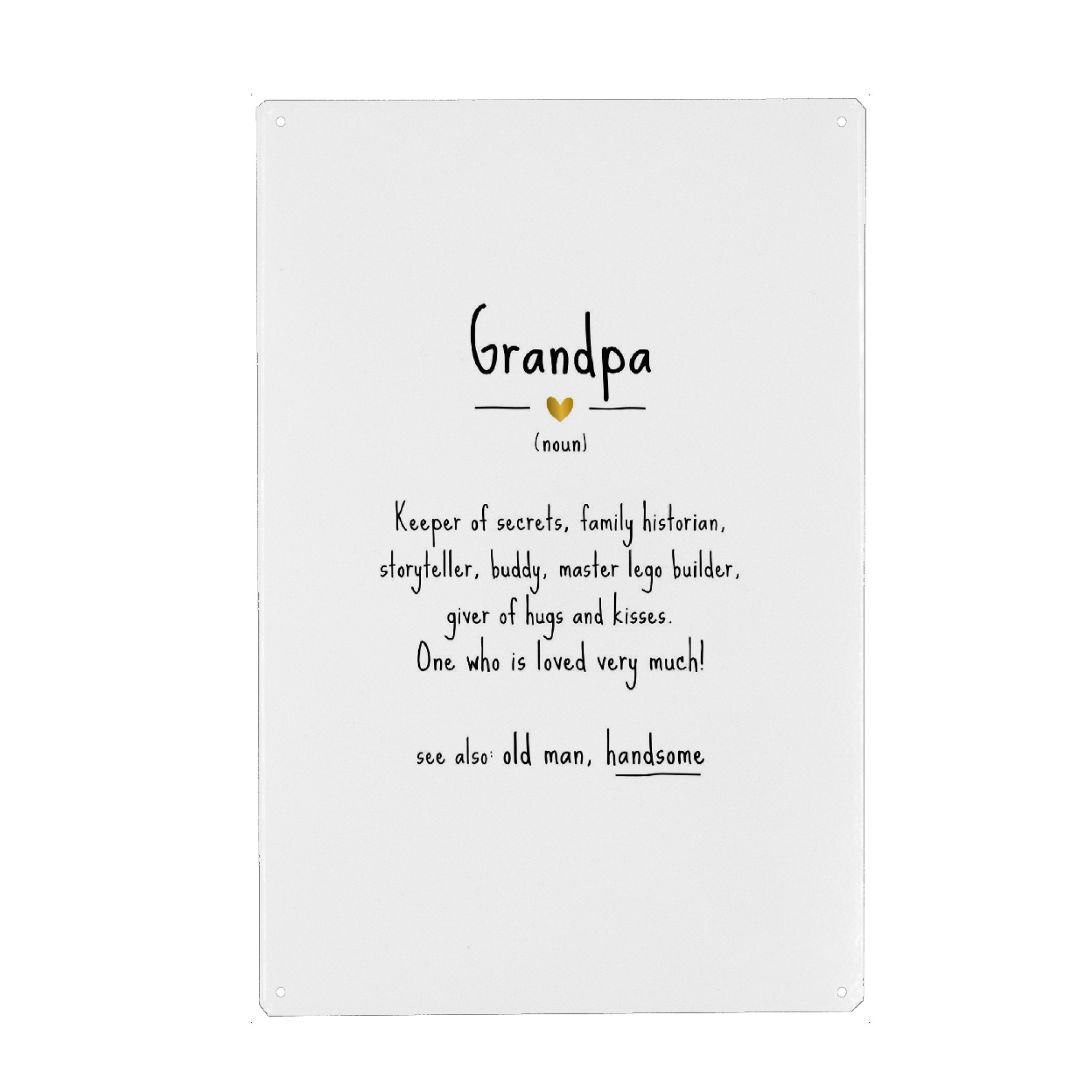 Metall Poster "Grandpa | Definition" artboxONE - Typografie,Schwarzweiß,Für Papa