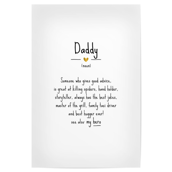 Poster "Daddy | Definition" artboxONE - Typografie,Schwarzweiß,Für Papa