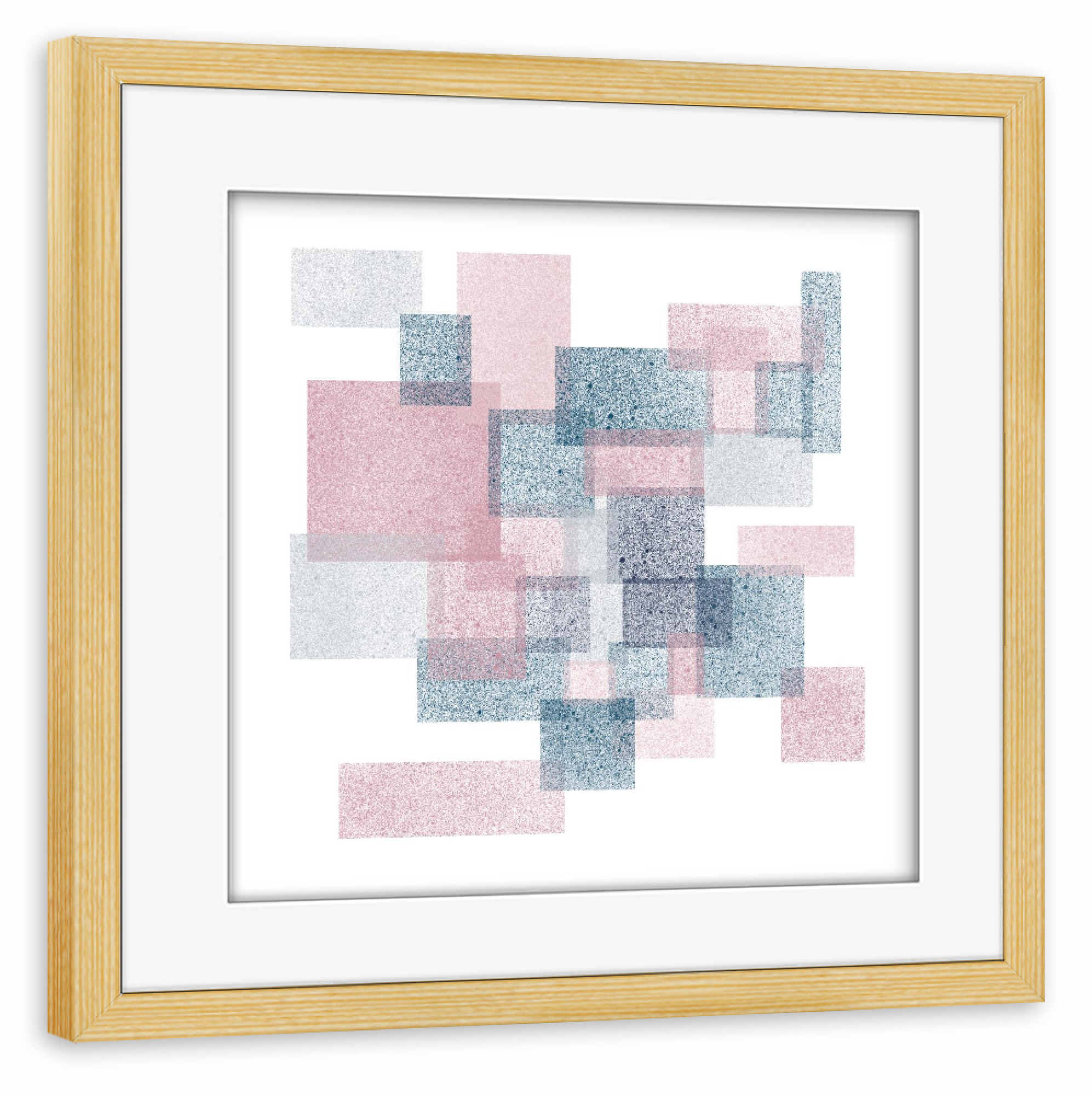 Poster mit Rahmen kiefer "Abstraction - red and grey" artboxONE - Abstrakt - Rectangle,Rectangular,Shapes,Geometry,Minimal