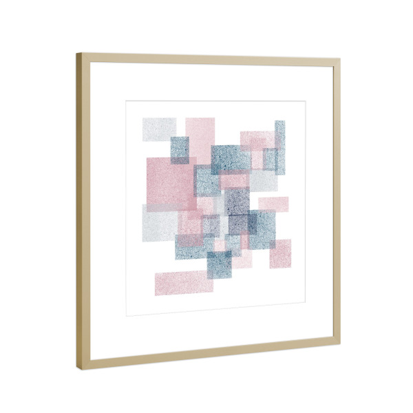 Poster mit Rahmen Gold "Abstraction - red and grey" artboxONE - Abstrakt - Rectangle,Rectangular,Shapes,Geometry,Minimal