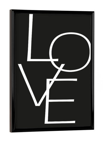 Poster mit schwarzem Rahmen "Love Black and White" artboxONE - Typografie,Schwarzweiß,Liebe - Liebe,Typografie