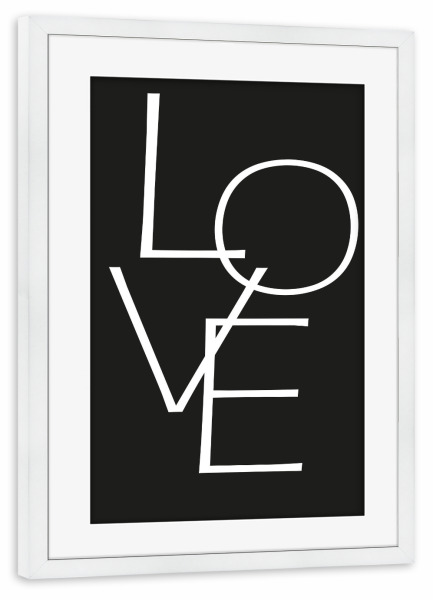Poster mit Rahmen weiß "Love Black and White" artboxONE - Typografie,Schwarzweiß,Liebe - Liebe,Typografie