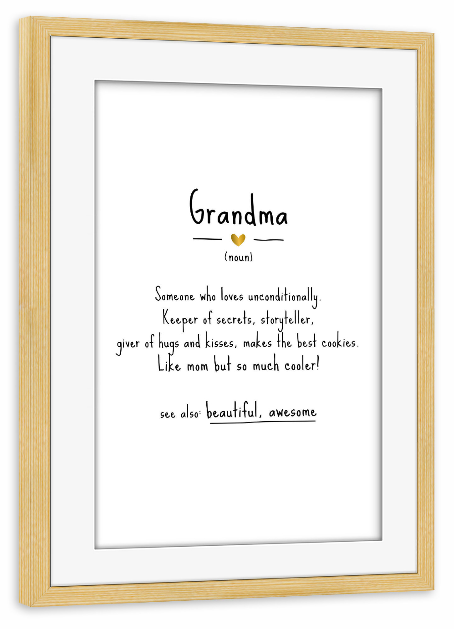 Poster mit Rahmen kiefer "Grandma | Definition" artboxONE - Typografie,Schwarzweiß,Für Mama