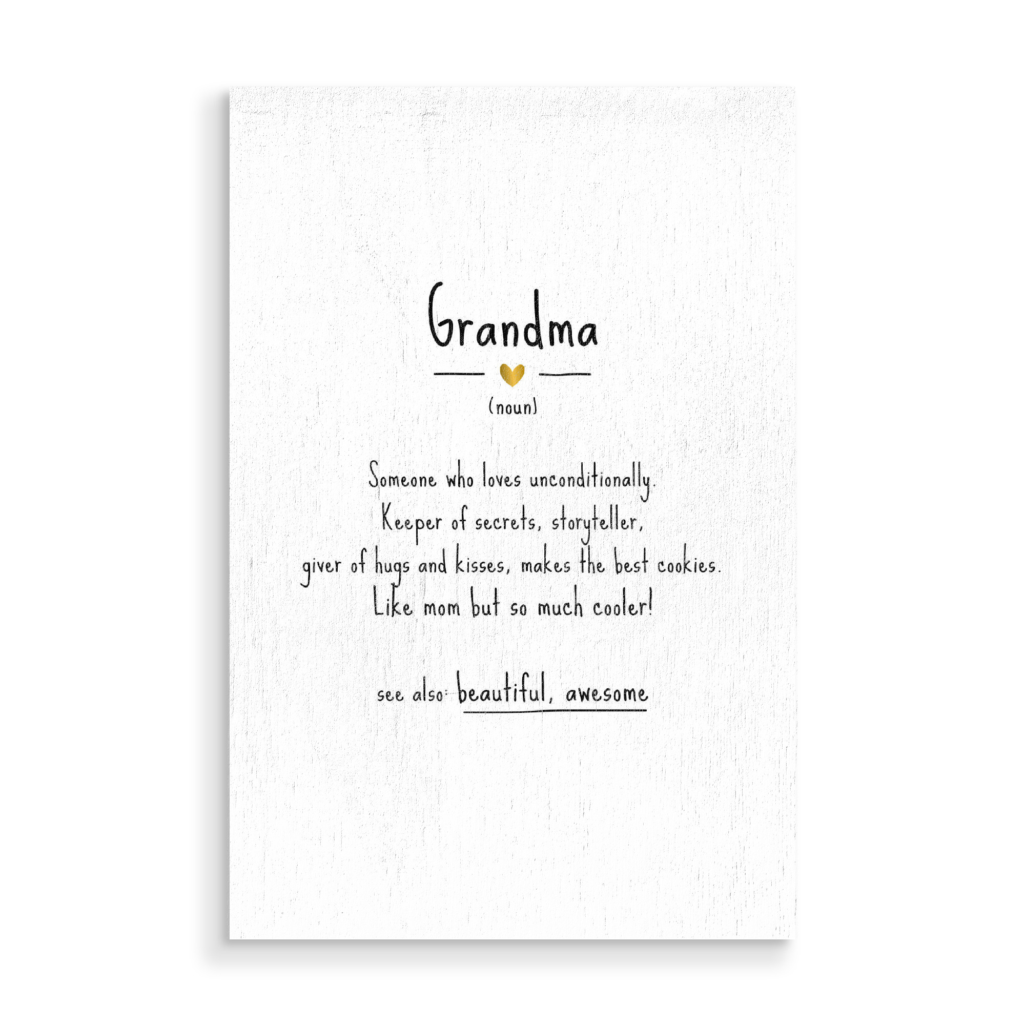 Holzbild "Grandma | Definition" artboxONE - Typografie,Schwarzweiß,Für Mama