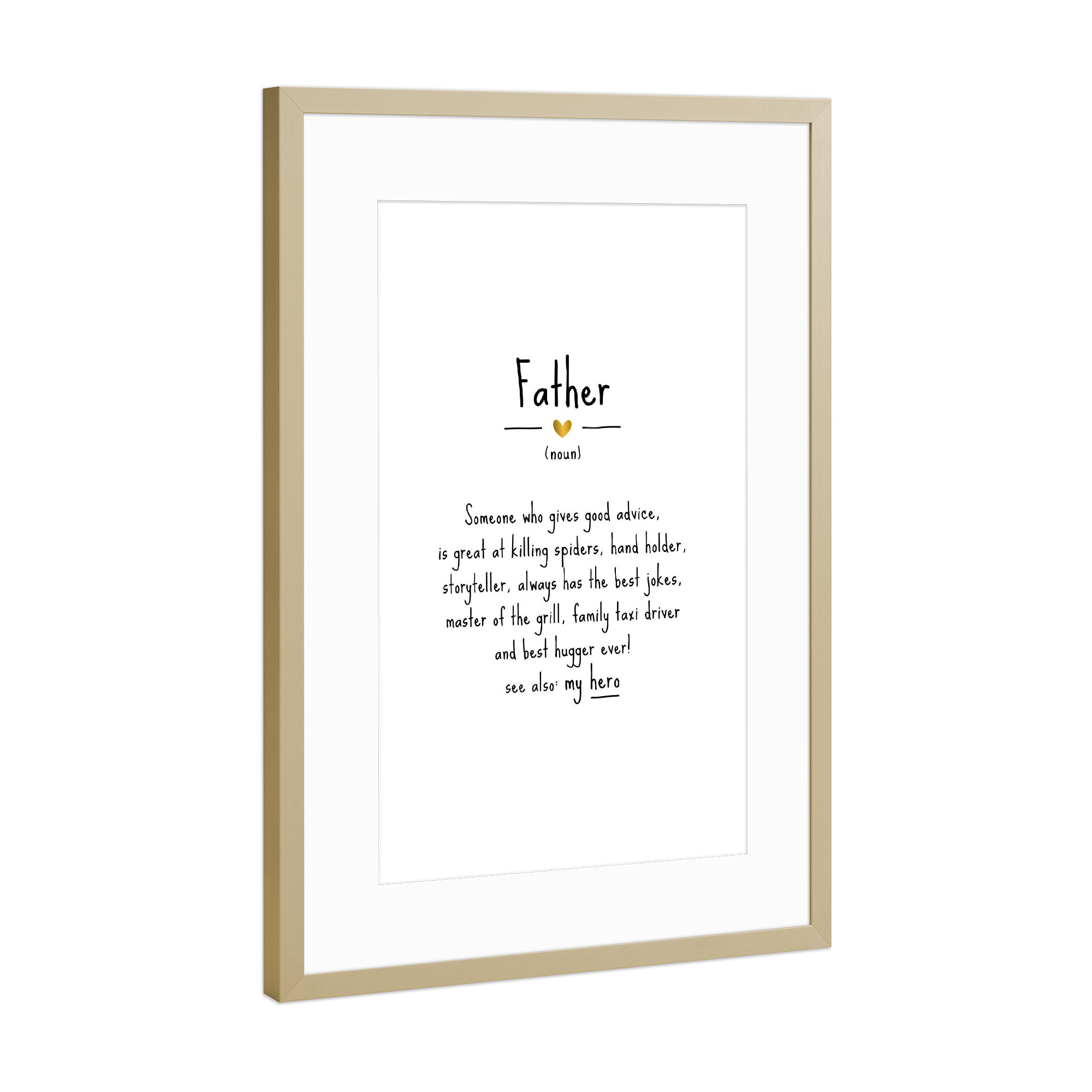 Poster mit Rahmen Gold "Father | Definition" artboxONE - Typografie,Schwarzweiß,Für Papa