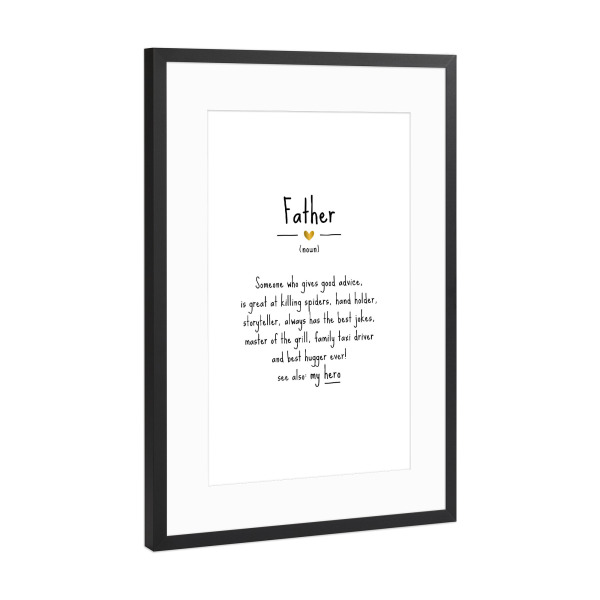 Poster mit Rahmen Schwarz (Metallic) "Father | Definition" artboxONE - Typografie,Schwarzweiß,Für Papa