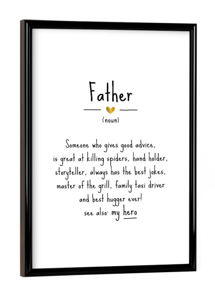 Poster mit schwarzem Rahmen "Father | Definition" artboxONE - Typografie,Schwarzweiß,Für Papa