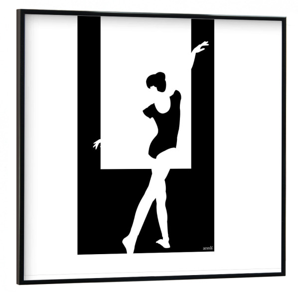 Poster mit schwarzem Rahmen 30x30 cm "Ballett Tänzerin Schwarzweiß" artboxONE - Menschen,Schwarzweiß,Sport