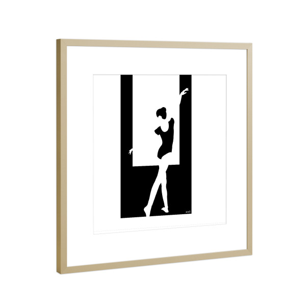 Poster mit Rahmen Gold "Ballett Tänzerin Schwarzweiß" artboxONE - Menschen,Schwarzweiß,Sport