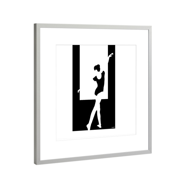 Poster mit Rahmen Silber "Ballett Tänzerin Schwarzweiß" artboxONE - Menschen,Schwarzweiß,Sport