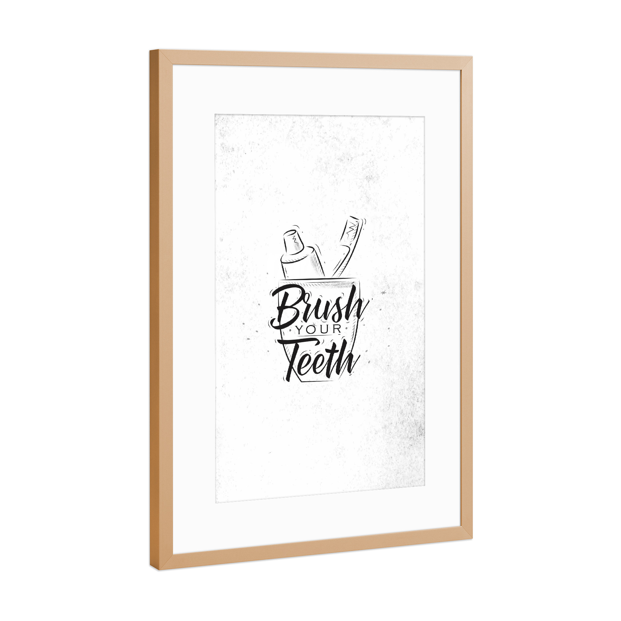 Poster mit Rahmen Kupfer "Toothpaste and brush graphics" artboxONE - Typografie,Schwarzweiß