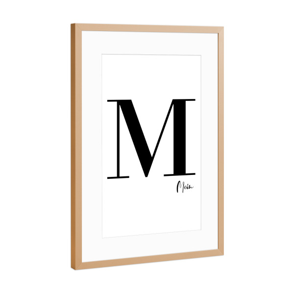 Poster mit Rahmen Kupfer "M - Moin" artboxONE - Städte / Hamburg,Typografie,Schwarzweiß,Buchstaben,Buchstaben / M